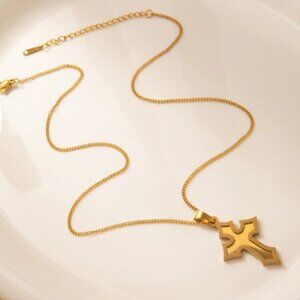 【Cross】Golden Cross Necklace